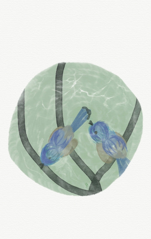 Baby Bluebirds Green Water