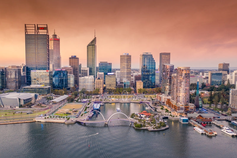 Orange Sunset over Perth City