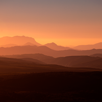 Sunset atop Mt, Oaklie, Tasmania Western Australia