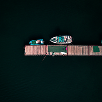 The pier from above at Yamanakako, Minamitsuru District, Japan