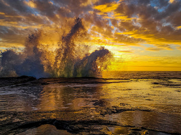 Morning wave meets rocks #2