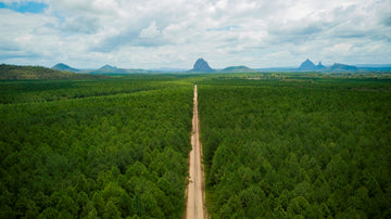 Aerial Shot of the Glass House Mountains on the Sunshine Coast