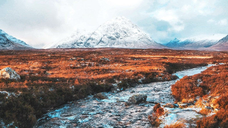Snowy Peaks in Scottish Highlands