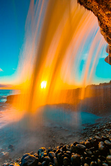 Sunset Views from Behind the Falls
