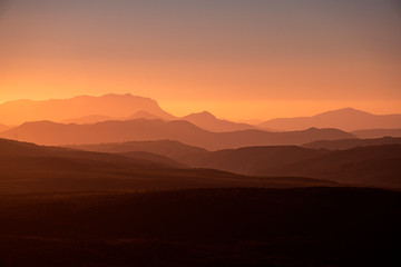 Sunset atop Mt, Oaklie, Tasmania Western Australia