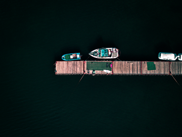 The pier from above at Yamanakako, Minamitsuru District, Japan